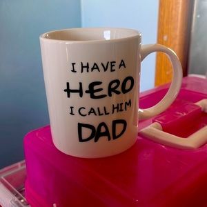 “I have a hero,I call him dad” GLASS cup,new and never used
